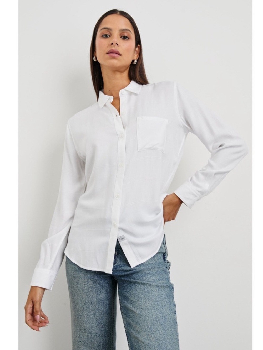 Rails Hunter Ivory Check Button Down Size M